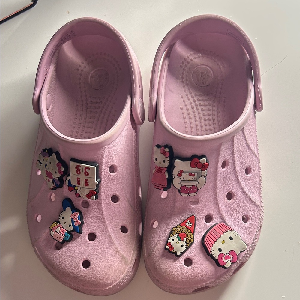 CROCS Kids Light Pink Sandals with Cute Charms